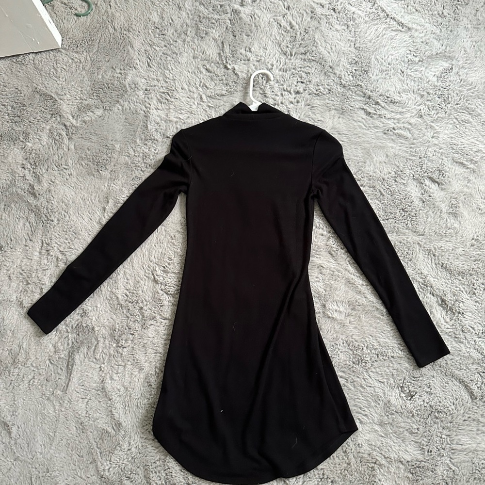 Black mid neck sweater dress